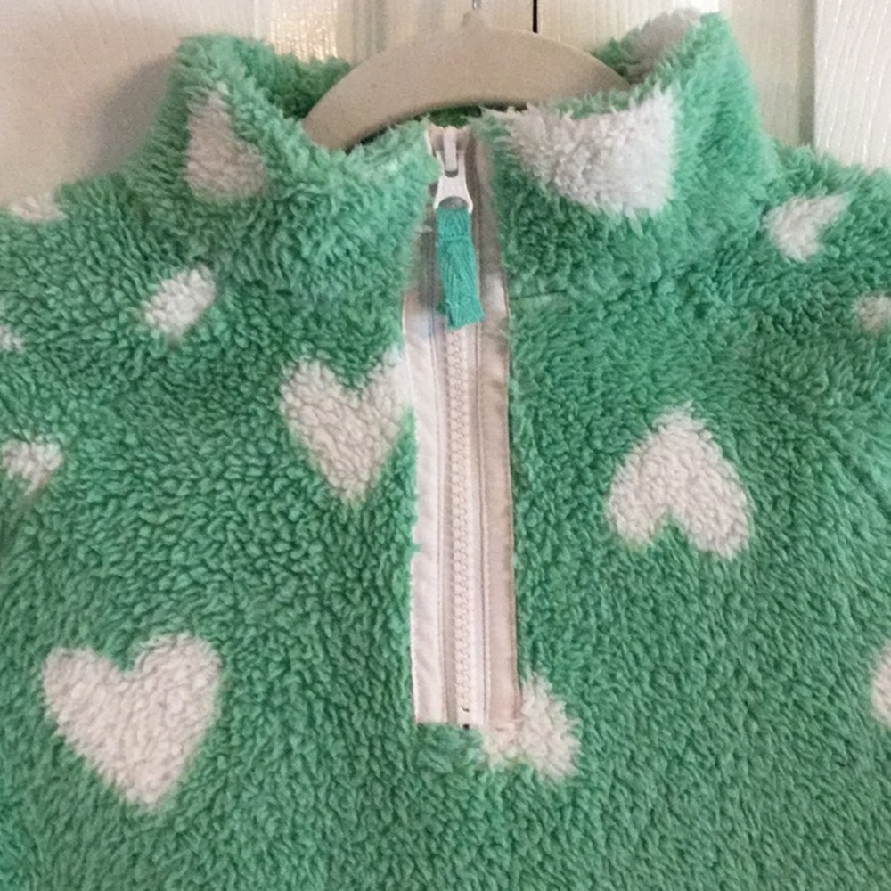 Cat & Jack Girls Mint Green Heart Fleece - Picture 2 of 7